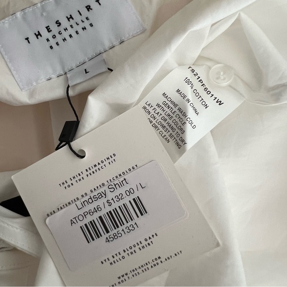 NWT The Shirt Rochelle Behrens Lindsay White Eyelet Button Shirt Poplin Lace L - Picture 14 of 14